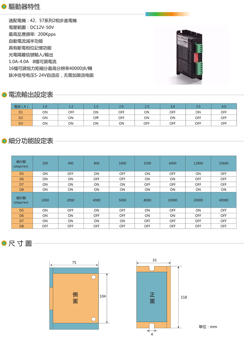 42、57步進(jìn)驅(qū)動(dòng)器2相